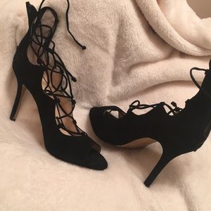 Suede lace up heels
